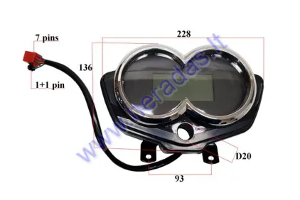 Display for cargo electric trike scooter 72V suitable for model KING BOX1, KING BOX2