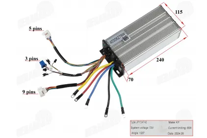 Controller for electric cargo tricycle 72V 65A fits KING BOX2SAVIVARTIS JP3900SAV