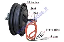 Electric scooter rear wheel 10 inch with motor 1800WAT 60/72V fit with controller EB1292, wiring EB1296