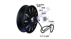 Electric motor scooter rear tyre with engine 12 inches 72V 1.2kW   SKYHAWK