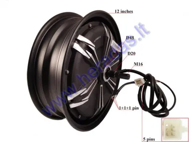 Electric motor scooter rear tyre with engine 12 inhces 72V 1.8kW   HAWK