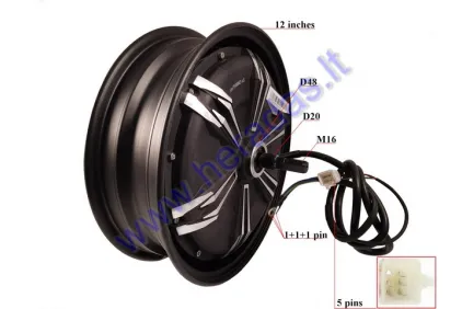 Electric motor scooter rear tyre with engine 12 inhces 72V 1.8kW   HAWK