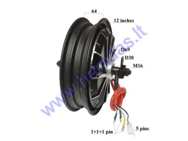 Electric motor scooter rear tyre with engine 12 inches 72V 2000w