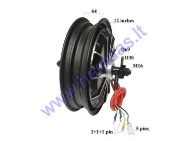 Elektrinio motorolerio galinis ratas 12 colių su varikliu 72V 2000W