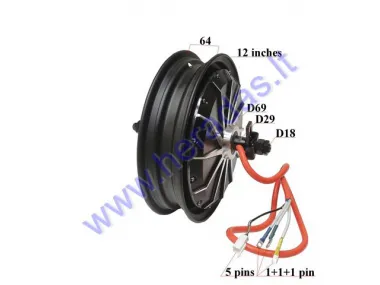 Electric motor scooter rear tyre with engine 12 inches 72V 3000w
