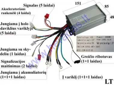 Elektrinio motorolerio kontroleris 60V 1000W analogiškas EPICO