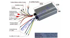 Elektrinio motorolerio kontroleris 60V 3950WAT  tinka CITYCOCO   ES8008 52+-0,5VCurrent 70+-1A, Kampas 120 laipsnių. (Phase angle) Sinusoidal brushless con