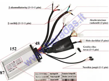 Elektrinio motorolerio  kontroleris 72V 2000W tinka   HAWK su ličio jonų baterijomis