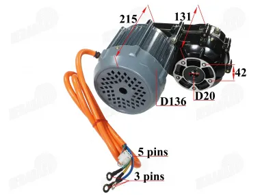 Elektrinio motorolerio, motociklo, keturračio variklis su reduktoriumi 60V 1000W tinka HIMOTO HM3