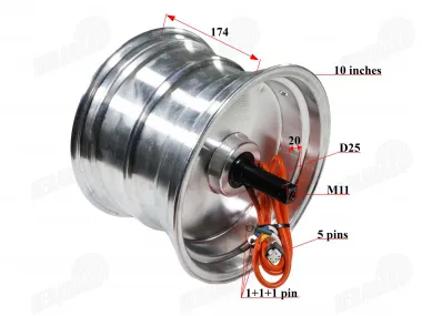 Electric motor of electric scooter, wheel aluminum 10 inches 60V 1500W fits HIMOTO HM2