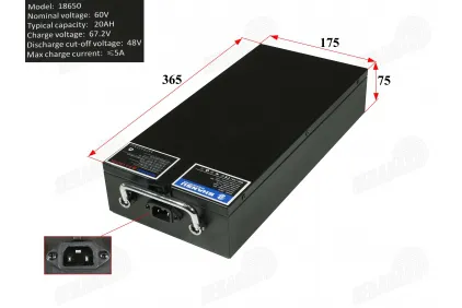 Battery for electric motor scooter, Lithium battery 60V 20Ah fits CITYCOCO ES8004,ES8007, HM2, HM3. Placed under the frame.