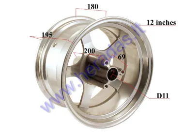 Rim front for  electric motorscooter  CITYCOCO ES8008 J12XMT7.0 12 inches. Tyre 215/40-12  R12