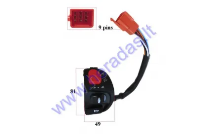 Elektrinio motorolerio šviesų/posūkių/signalo  jungiklis MS031 MS041