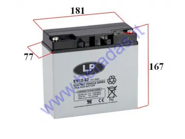 Elektrinio motorolerio-triračio akumuliatorius 12V 22Ah Tinka modeliams MS03, MS04,EPICO, ROCKY, AIRO  analogas 6DZM20,6DZF20,6DZF23