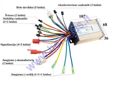 Elektrinio paspirtuko, skuterio kontroleris 48V 400WAT 15A , tinka modeliui PIXI, DUDU