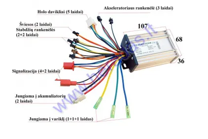 Elektrinio paspirtuko, skuterio kontroleris 48V 400WAT 15A , tinka modeliui PIXI, DUDU