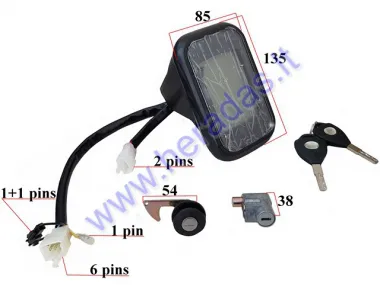 ELECTRIC TRICYCLE DISPLAY, DASHBOARD AND KEY SET 60/72V PRACTIC1,2