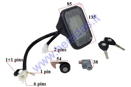 ELECTRIC TRICYCLE DISPLAY, DASHBOARD AND KEY SET 60/72V PRACTIC1,2