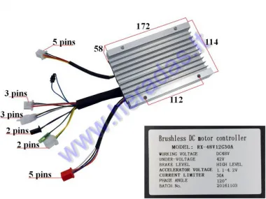 Elektrinio triračio  kontroleris 48V 500W ST96 RX-48V12G30A 120laipsnių