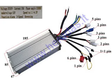 Elektrinio triračio kontroleris 60V 800W 30A  MS03ROF su stogu