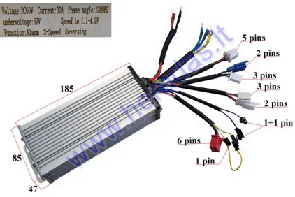 Elektrinio triračio kontroleris 60V 800W 30A  MS03ROF su stogu