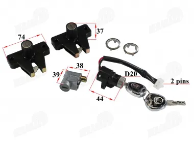 Lock kit with two trunk locks for electric tricycle fits PRAKTIK1,2