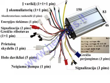 Elektrinio triračio MS01 kontroleris 48V 800W