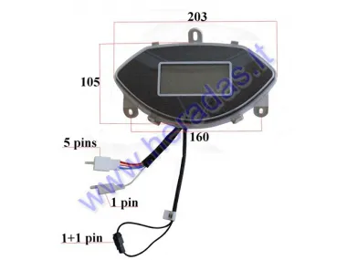 Dashboard with speedometer for electric trike scooter MS03