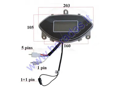 DASHBOARD WITH SPEEDOMETER FOR ELECTRIC TRIKE SCOOTER for 48-60V sistem