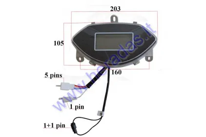 Dashboard with speedometer for electric trike scooter MS03