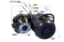 ELECTRIC TRIKE SCOOTER ENGINE WITH TRANSMISSION GEARBOX 60V   MS03 SINE WAWE 12 tube fits with suitable controler