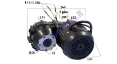 ELECTRIC TRIKE SCOOTER ENGINE WITH TRANSMISSION GEARBOX 60V   MS03 SINE WAWE 12 tube fits with suitable controler