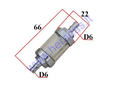 FUEL FILTER UNIVERSAL METAL 6MM