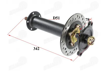 Rear half shaft right side for electric tricycle, scooter fits HIMOTO HM3
