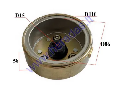 ROTOR FOR SCOOTER, MOTORCYCLE 4T 139FMB 50cc  15-19mm 2 COILS CHOPPER, ATV, Barton, Junak, Romet, Zipp