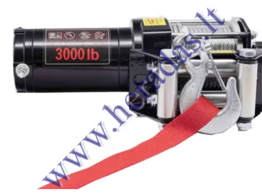 Electric winch, tow rope 12V 3.0hp / 2,2kw 12V Towing power: 1361kg (3000LB)