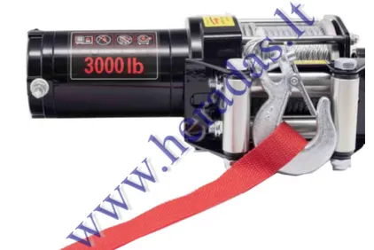 Electric winch, tow rope 12V 3.0hp / 2,2kw 12V Towing power: 1361kg (3000LB)
