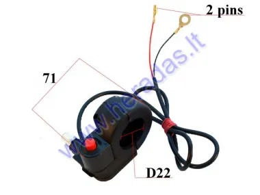 Gesinimo mygtukas ant vairo mini motociklo, keturračio, veriasi akseleratoriaus trosas