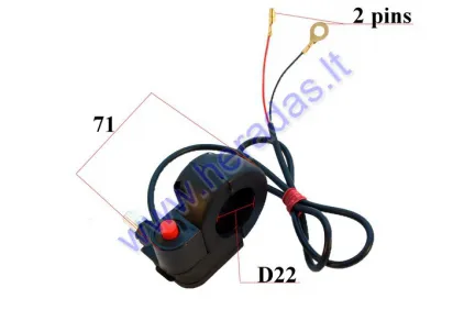 Gesinimo mygtukas ant vairo mini motociklo, keturračio, veriasi akseleratoriaus trosas