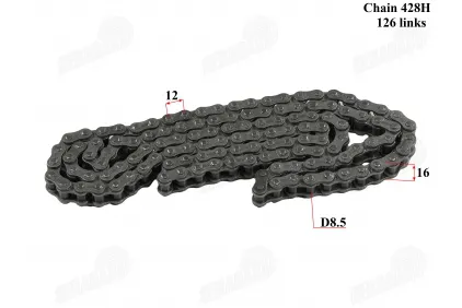 Chain 428H of motorcycle 126 links fits NAKED50