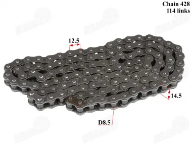 Grandinė 50-250cc ATV keturračio motociklo 428 114 narelių