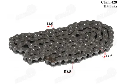 Grandinė 50-250cc ATV keturračio motociklo 428 114 narelių