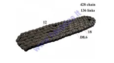 CHAIN 250CC FOR ATV QUAD BIKE ROLLER8,6 136 LINKS 428 TYPE