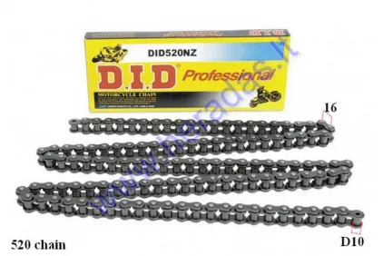 Chain for motocycle chain type 520 D 10  118 link D.I.D 520NZ-118