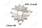 Chain and sprocket set for motorcycle, moped 428 chain