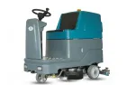 Self-propelled floor washing sweeping machine seated, driven