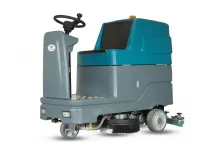 Self-propelled floor washing sweeping machine seated, driven
