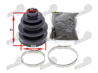 Guma granatos priekis,galas ,išorė,vidus Yamaha, Kawasaki, Polaris, Honda, Can-Am Suzuki vidus 17mm, ilgis 81mm, išorė 60mm