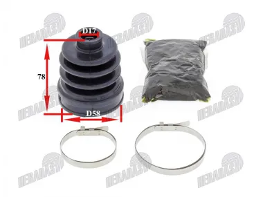 Guma granatos priekis,vidinė Yamaha, Kawasaki, Polaris, Honda, Can-Am vidus 17mm, ilgis 78mm, išorė 58mm
