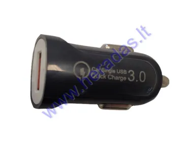 Įkroviklis su USB jungtimi 12/24V DC5V 3A QC3.0 20W Input DC12V/24V Output DC5V - 3A DC9V -2A DC12V - 1,67A QC 3.0